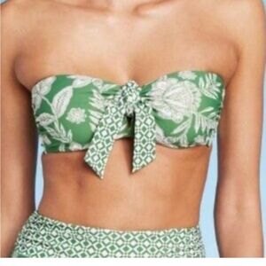 Kona Sol green botanical pushup bra bando style has straps 34D